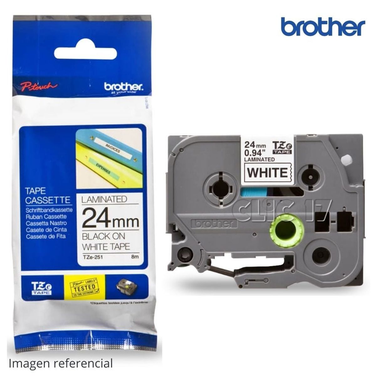 BROTHER - Cinta Brother TZE-251 Negro sobre Blanco