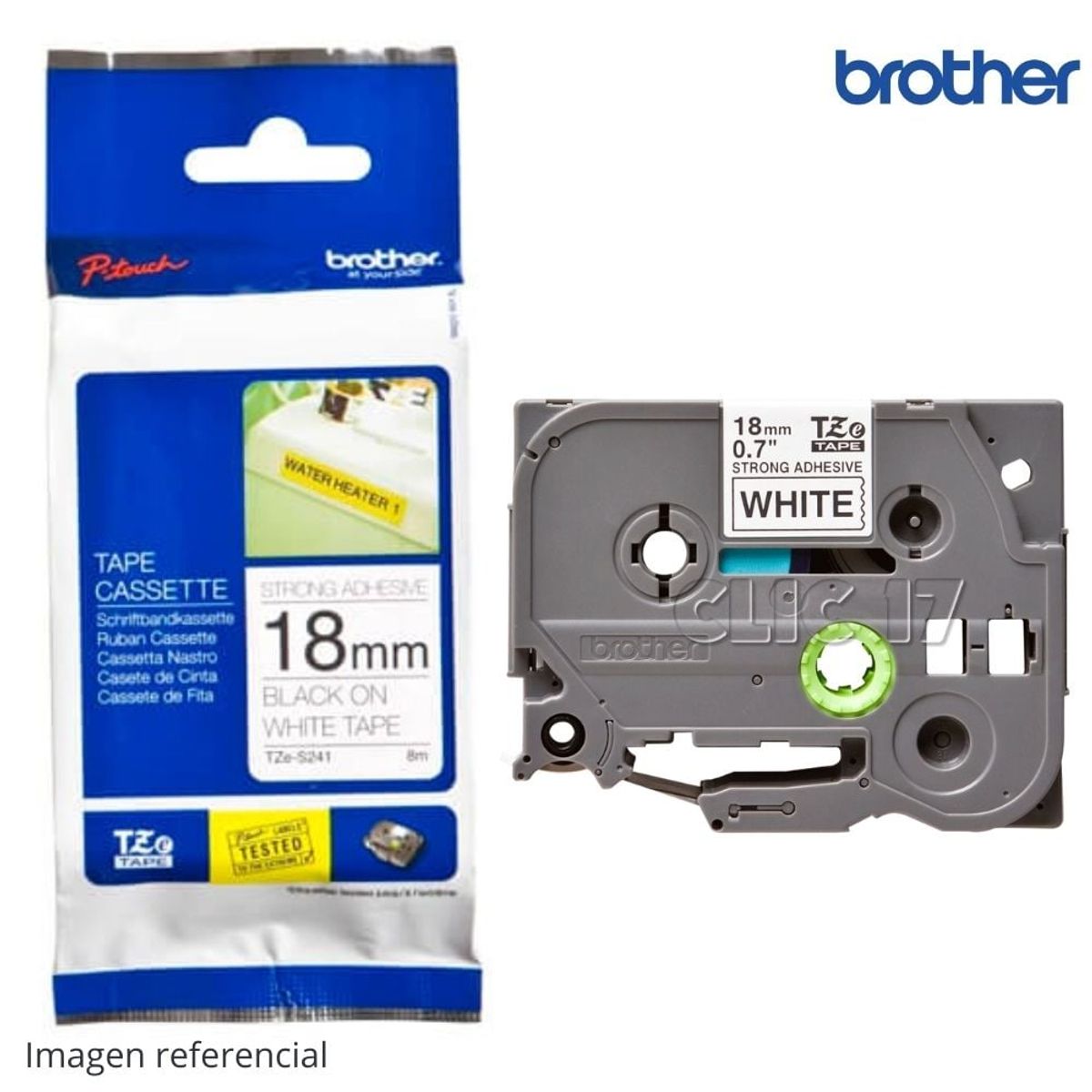 BROTHER - Cinta Brother TZE-S241 Negro Sobre Blanco18MM Industrial