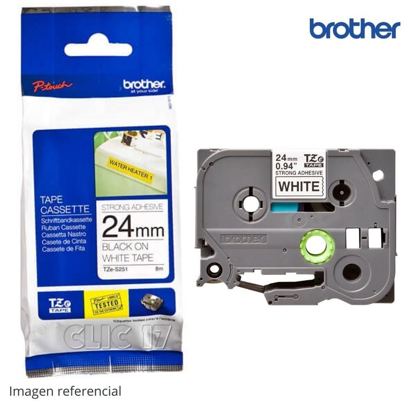 BROTHER - Cinta Brother TZE-S251 Negro Sobre Blanco Industrial 24mm