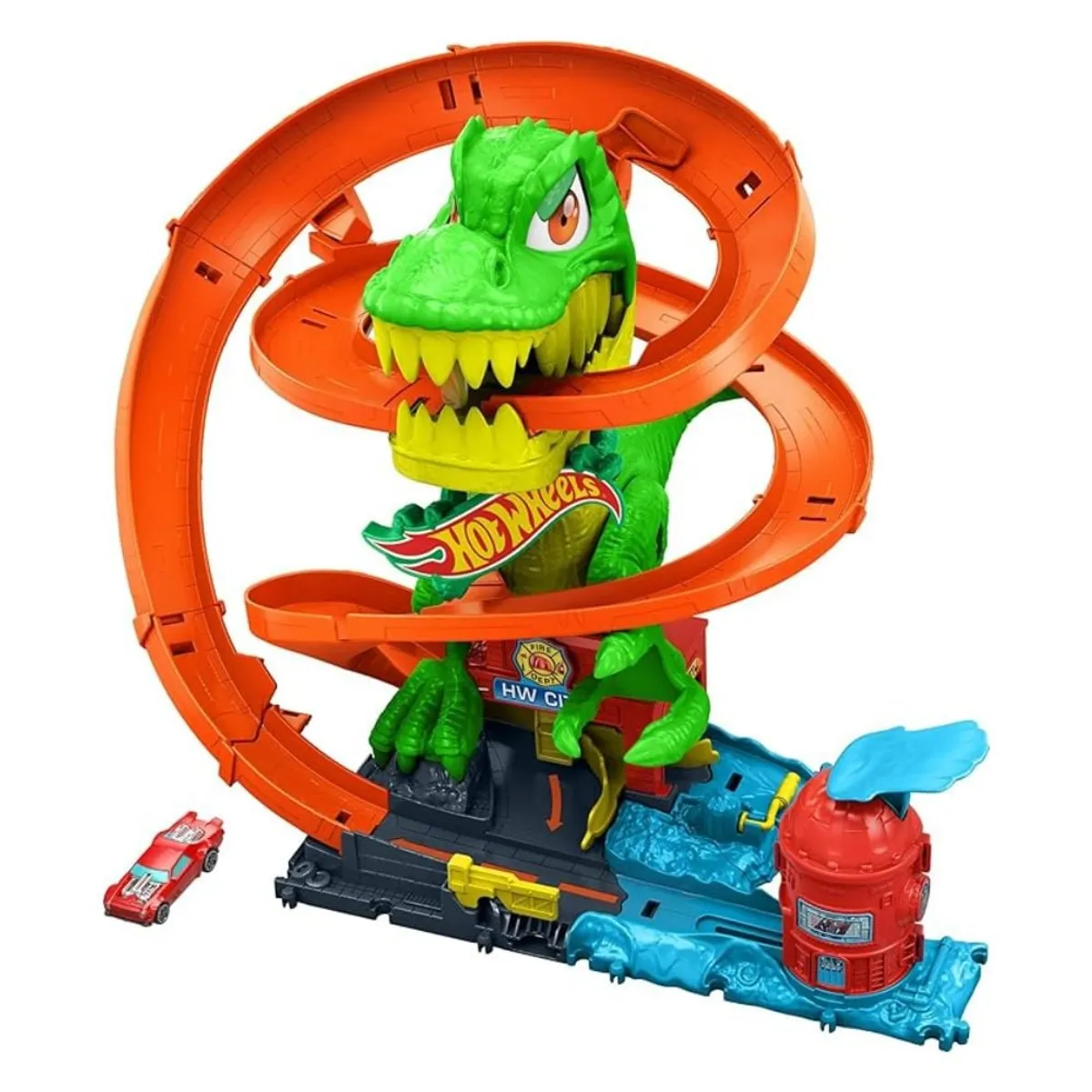 HOT WHEELS - Hot Wheels City T-Rex Vs Estación De Bomberos