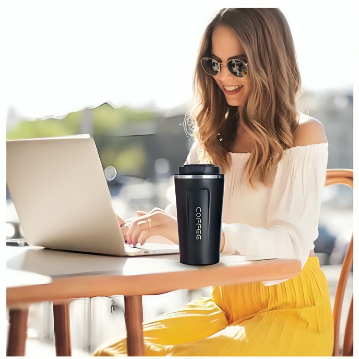 GENERICO - Taza Térmica de Acero Inoxidable Doble Tapa 510 ml