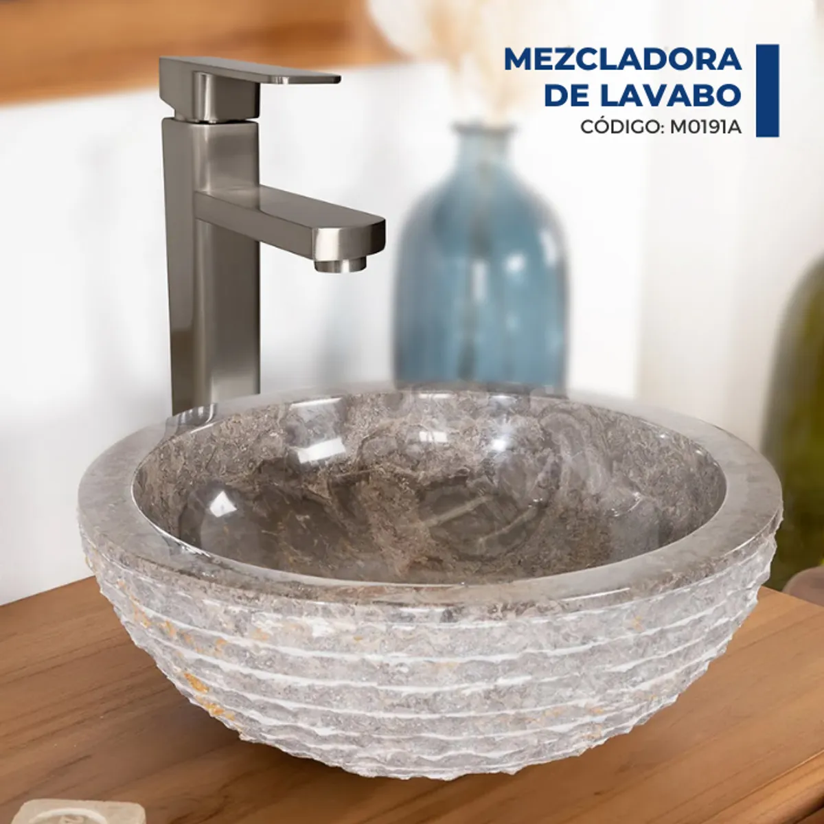 XM - MEZCLADORA MONOCOMANDO DE LAVATORIO ALTO SATINADO M0191A