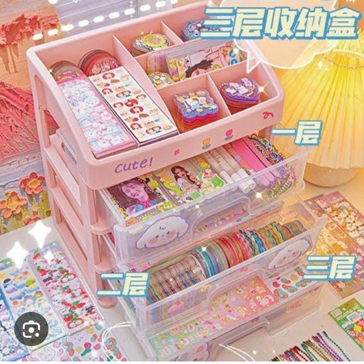 GENERICO - ORGANIZADOR KWAII DE 3 NIVELES DE PLASTICO