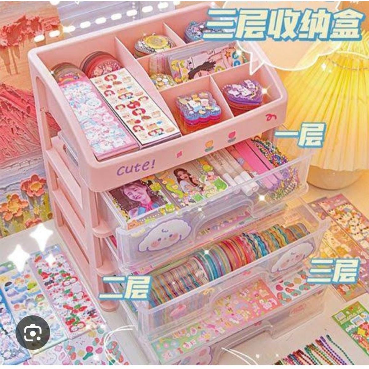 GENERICO - ORGANIZADOR KWAII DE 3 NIVELES DE PLASTICO