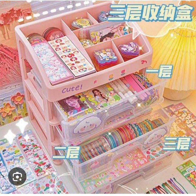 GENERICO - ORGANIZADOR KWAII DE 3 NIVELES DE PLASTICO