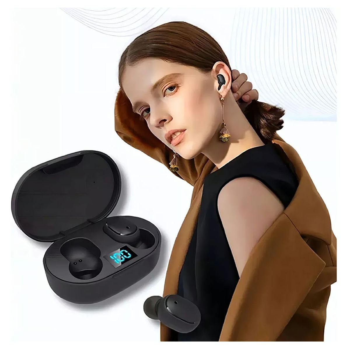 GENERICO - AUDIFONOS BLUETOOTH MODELO GOTA A6S CON PANTALLA NEGRO