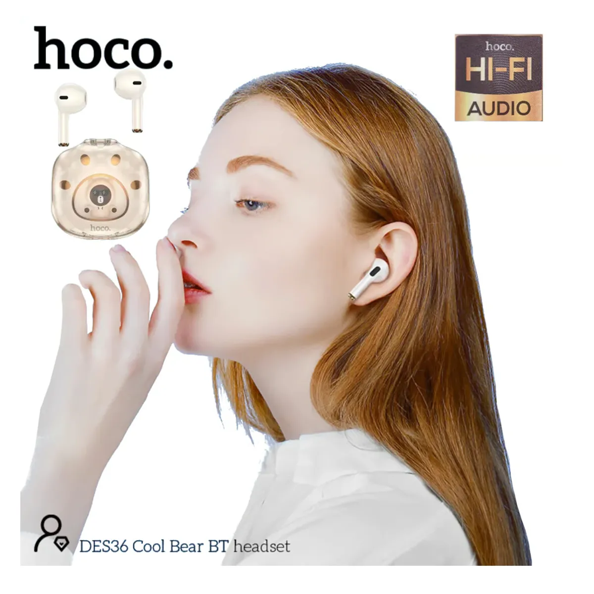 GENERICO - AUDIFONOS BLUETOOTH HOCO DES36 CAQUI