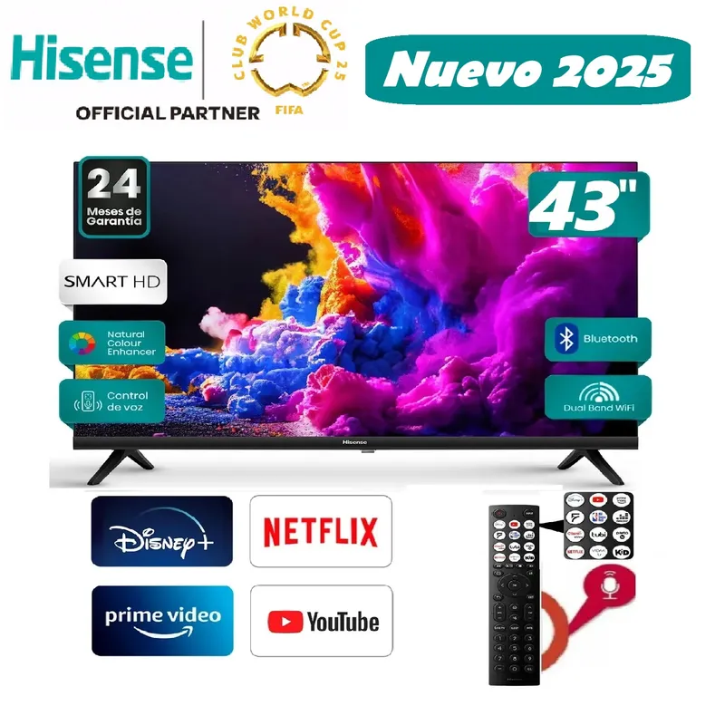 HISENSE - Led 43 Pulgadas Full HD Control de Voz HISENSE 43A4K Modelo 2025