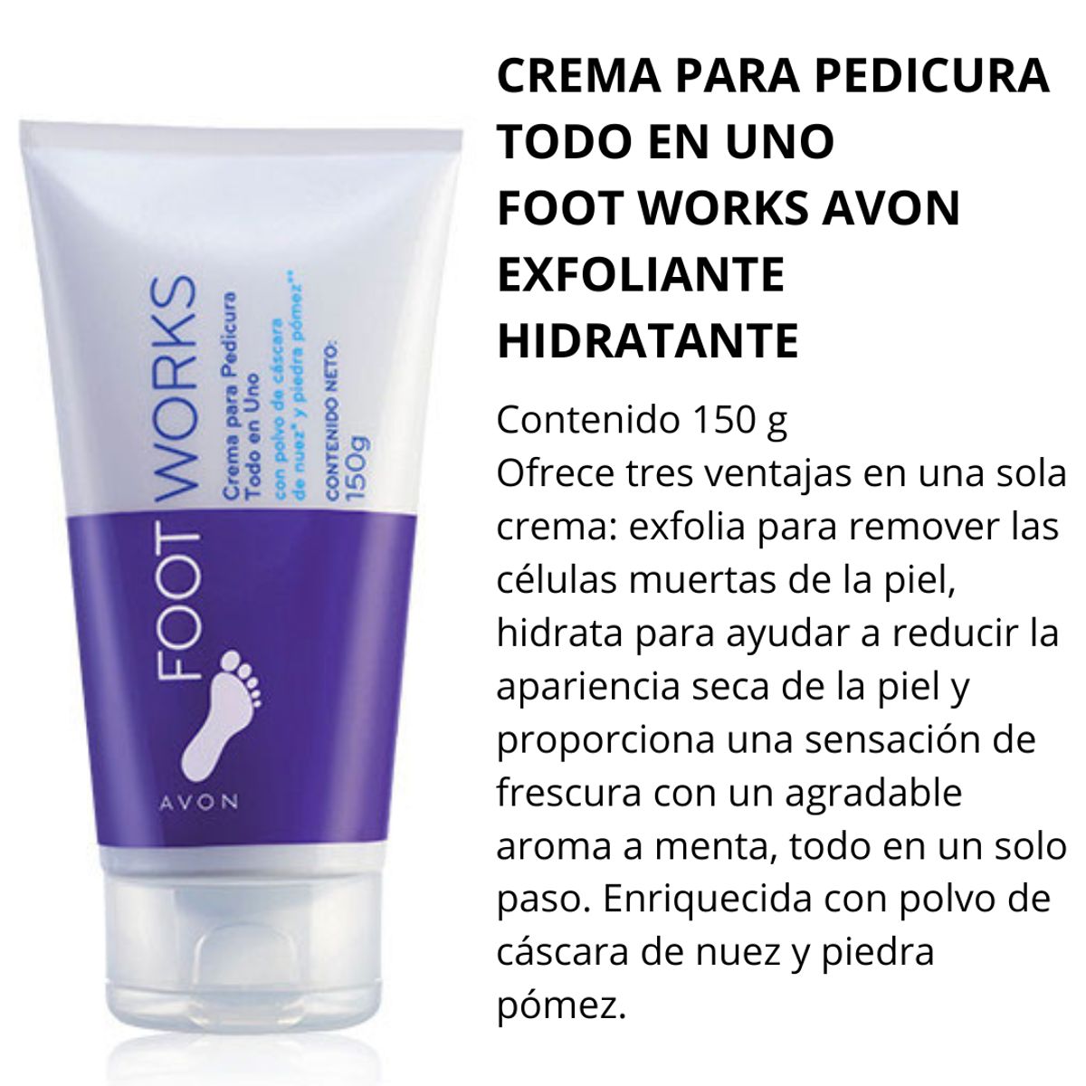 AVON - Crema exfoliante hidratante para pies foot works avon 150g