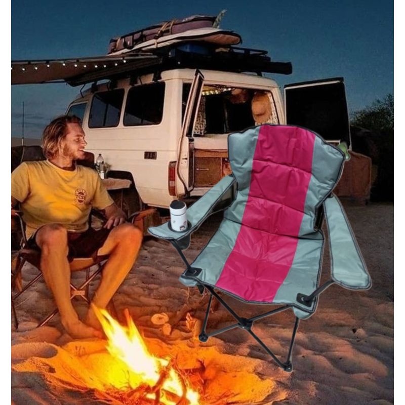 GENERICO - SILLA PLEGABLE CAMPING DE TERRAZA ACOLCHADO ULTRALIGERO PLAYA JARDIN GUINDA