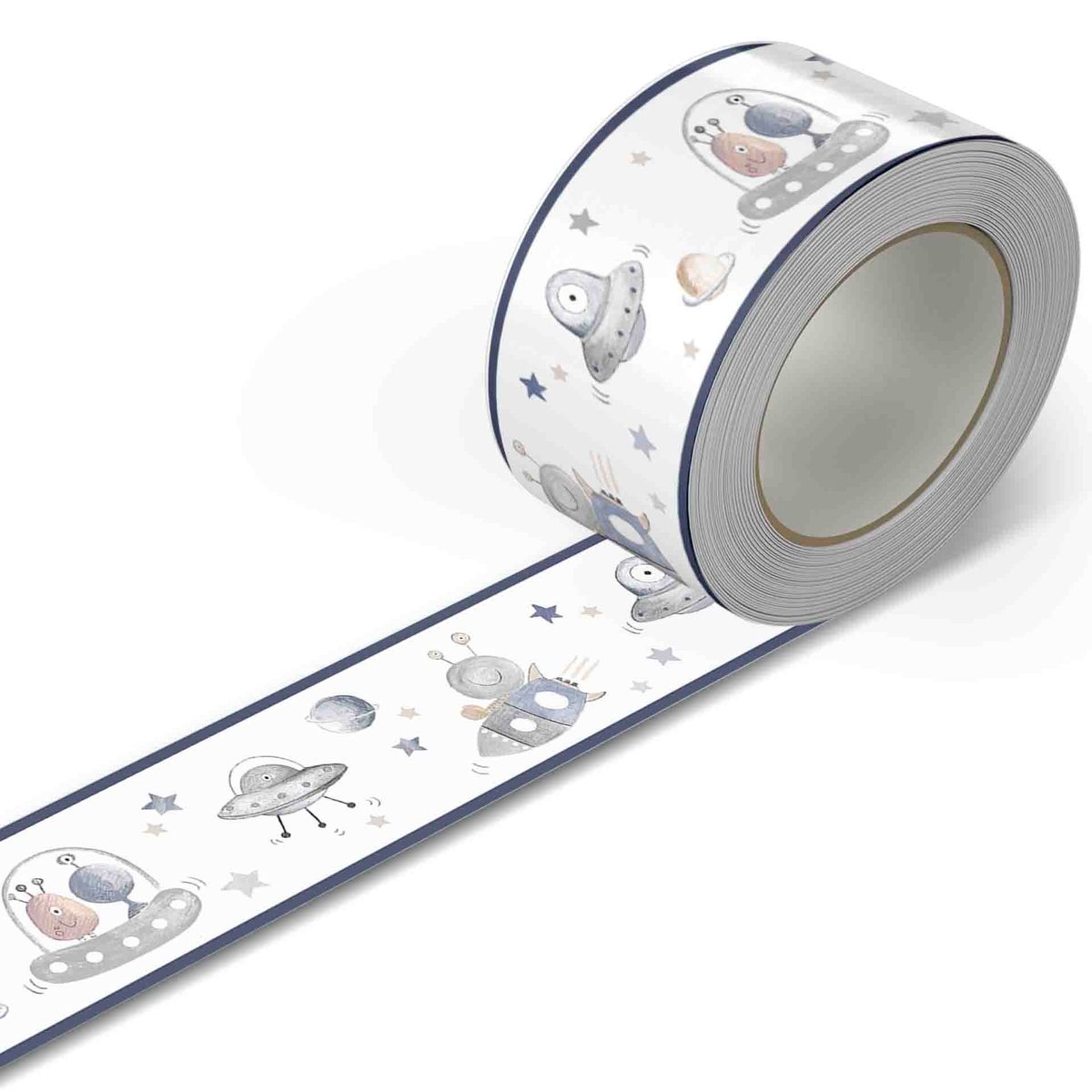 GENERICO - Cenefa Infantil Autoadhesiva para niños – Marcianos y estrellas – 5.92 mts