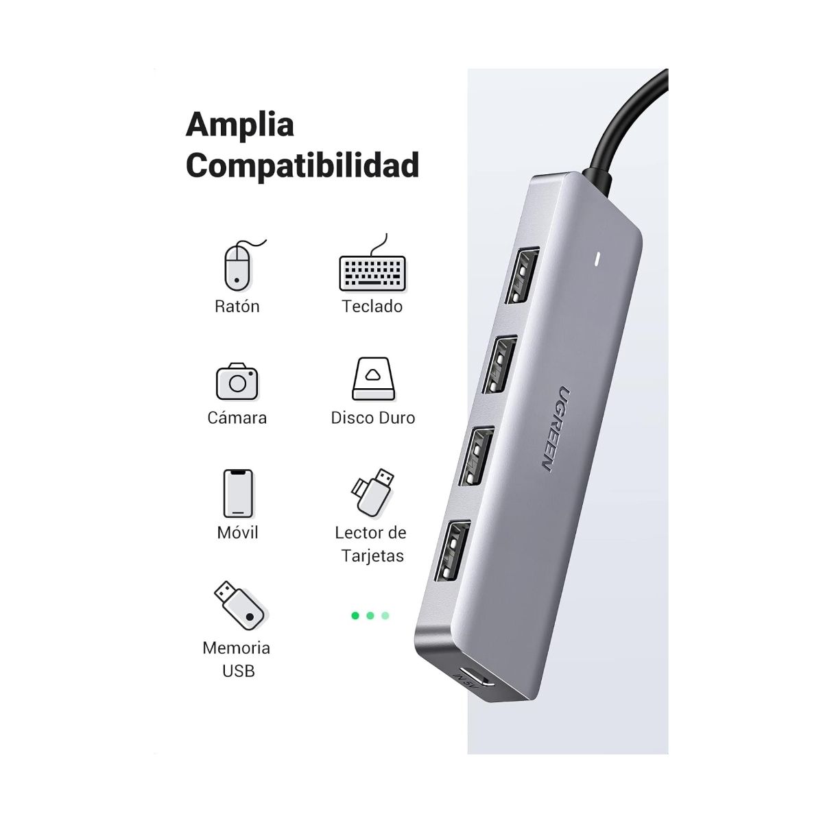 UGREEN - Hub tipo C 4 en 1 UBS3.0 UGREEN