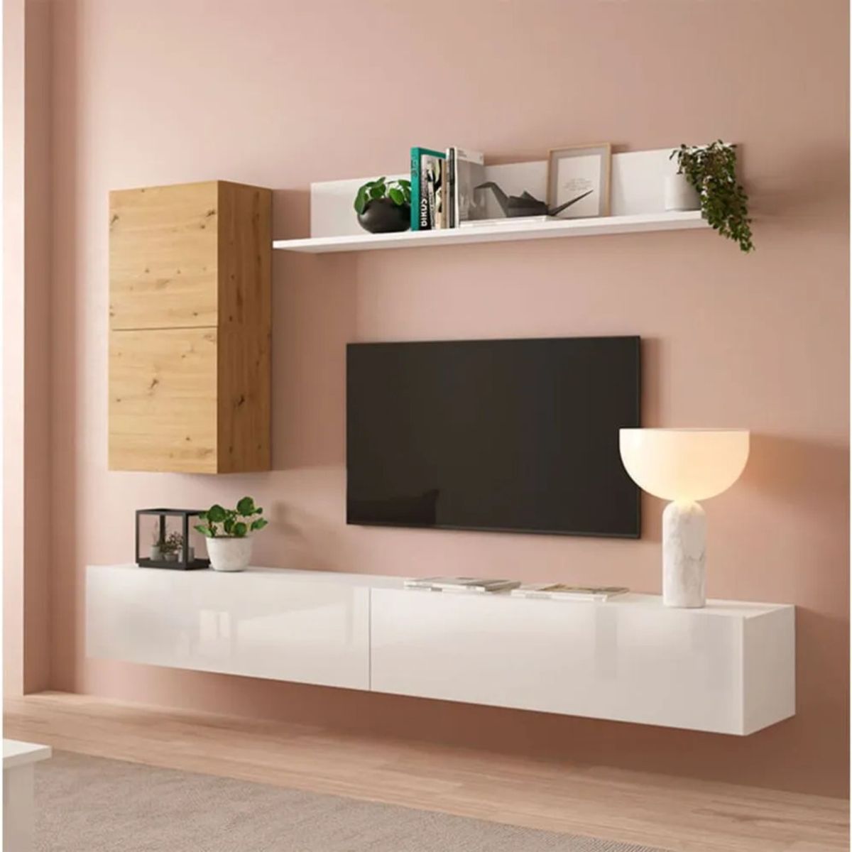 TU MESITA - Juego de Muebles para TV flotantes Trenner color BlancoDuna TU MESITA