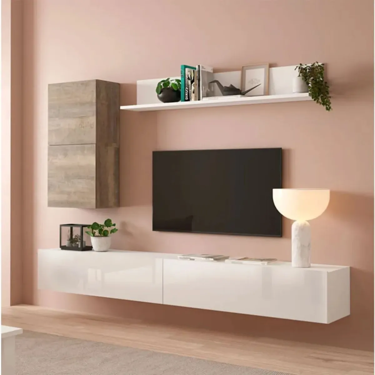 TU MESITA - Juego de Muebles para TV flotantes Trenner BlancoMarrón TU MESITA