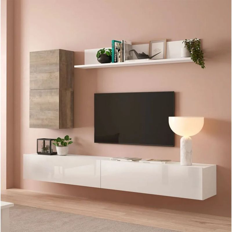 TU MESITA - Juego de Muebles para TV flotantes Trenner BlancoMarrón TU MESITA