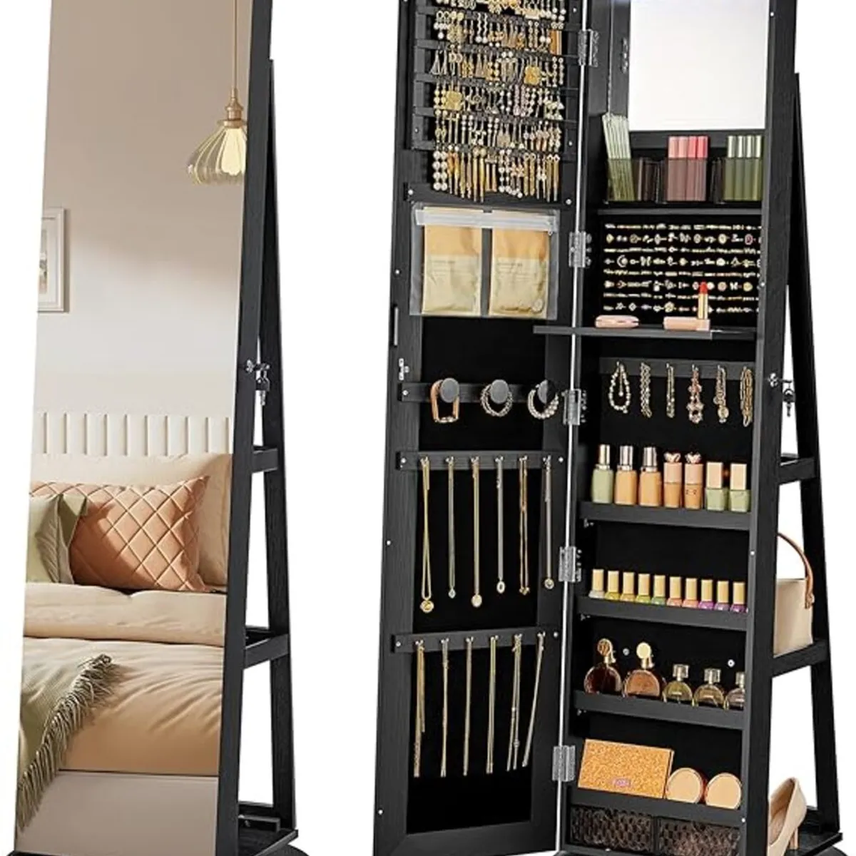 TU MESITA - ESPEJO GIRATORIO CON ORGANIZADOR DE JOYAS ROMINA NEGRO TU MESITA