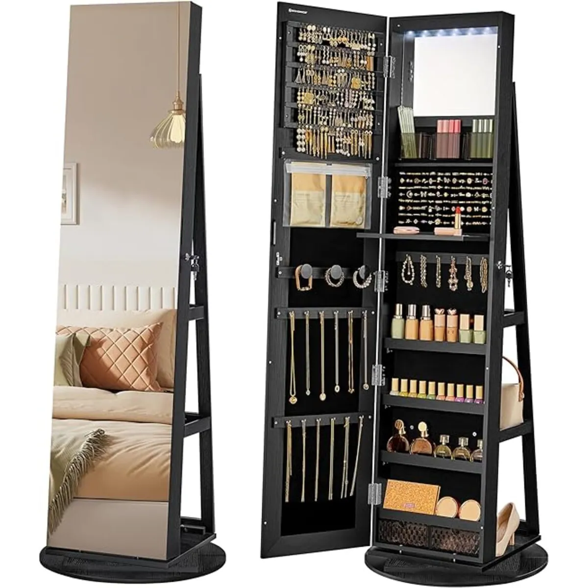 TU MESITA - ESPEJO GIRATORIO CON ORGANIZADOR DE JOYAS ROMINA NEGRO TU MESITA