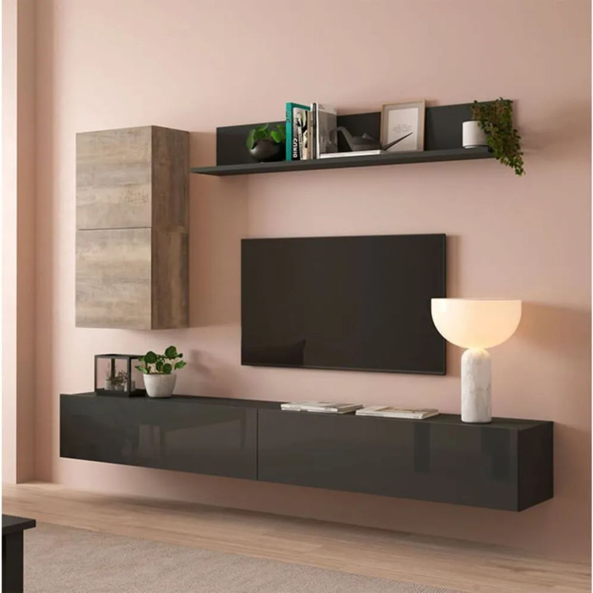 TU MESITA - Juego de Muebles para TV flotantes Trenner color NegroMarrón TU MESITA