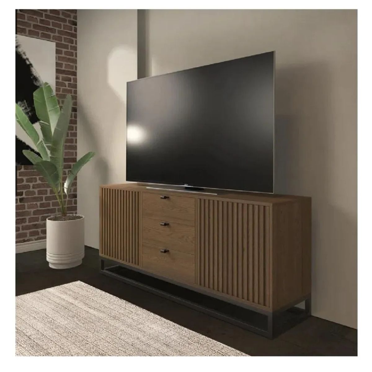 TU MESITA - Mesa ClásicaTV TU MESITA Jimmy Base Metal Marrón 2 puertas 2 cajones