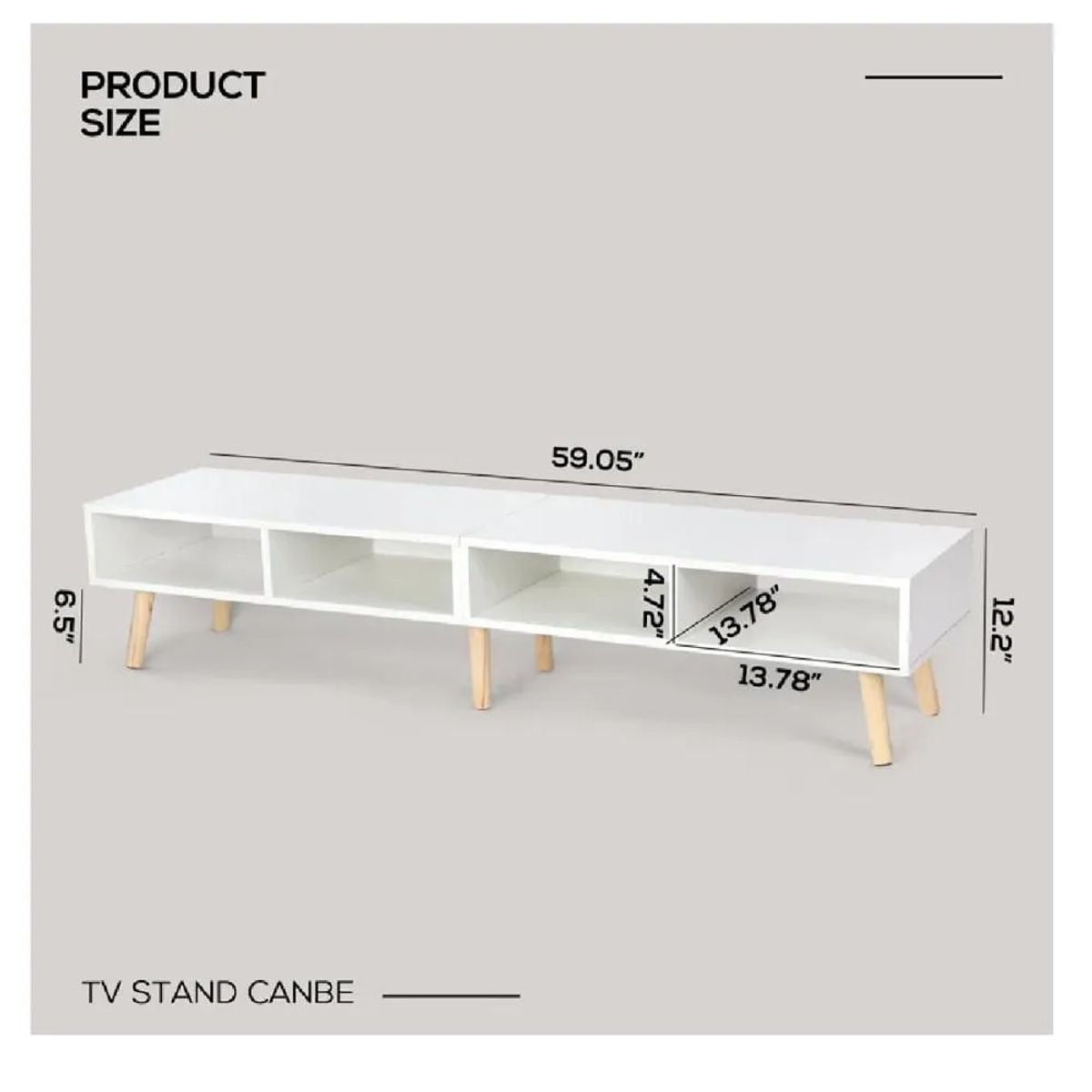 TU MESITA - Mesa de TV 65 Clásica TU MESITA Majer Melamina 18mm color Blanco