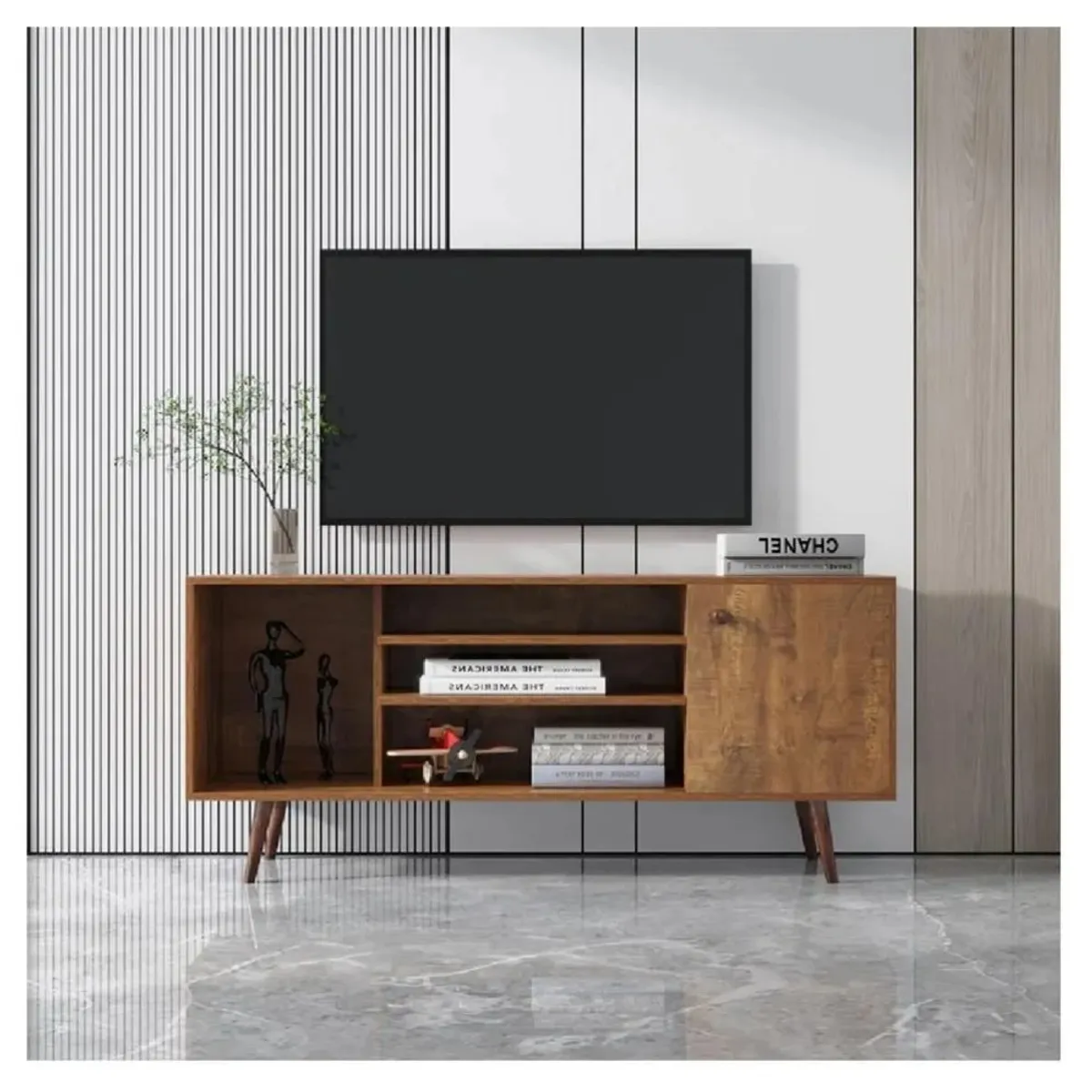 TU MESITA - Mesa de TV Clásica 55 TU MESITA Melamina 18mm color Marrón 1 puerta