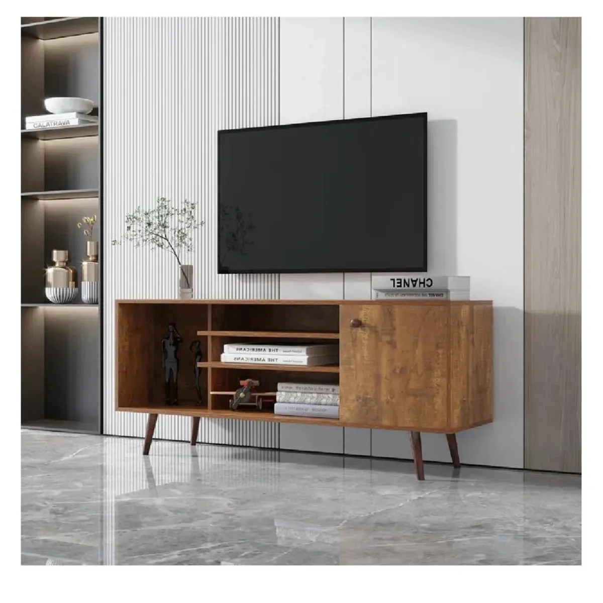 TU MESITA - Mesa de TV Clásica 55 TU MESITA Melamina 18mm color Marrón 1 puerta