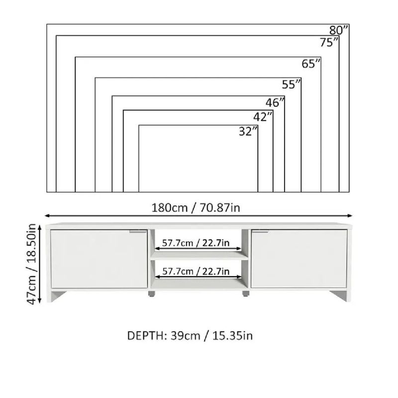 TU MESITA - Mesa de TV Clásica TU MESITA Julius Gris 2 puertas Hasta 80