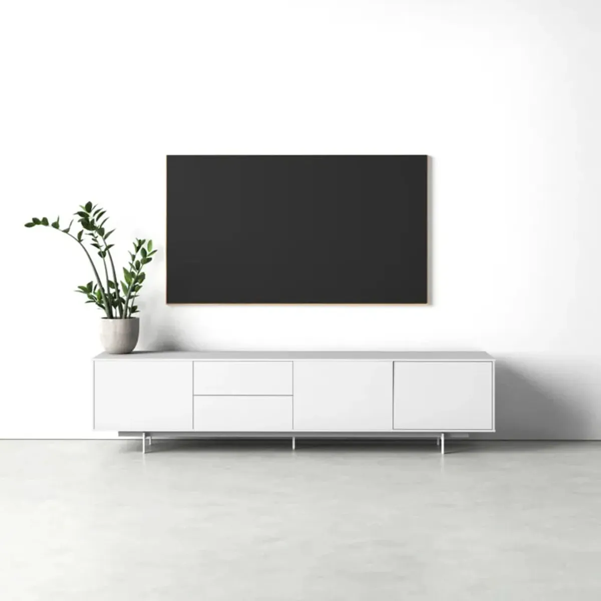 TU MESITA - Mesa de Tv Contemporánea Ibiza Blanco 214cm