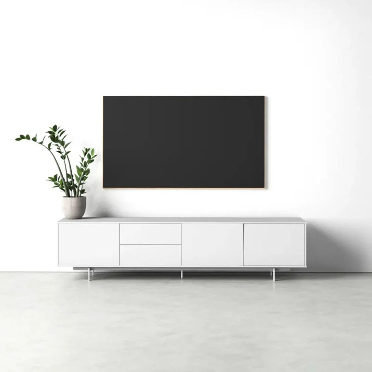 TU MESITA - Mesa de Tv Contemporánea Ibiza Blanco 214cm