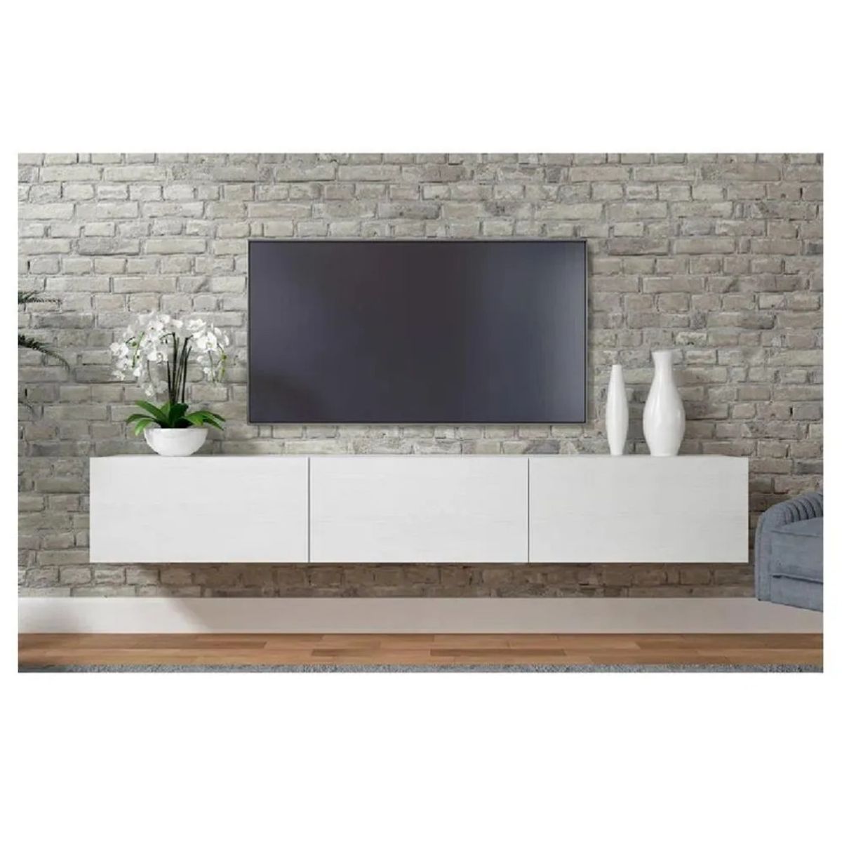 TU MESITA - Mesa de TV Flotante 75 TU MESITA Sigrid color Blanco 3 puertas