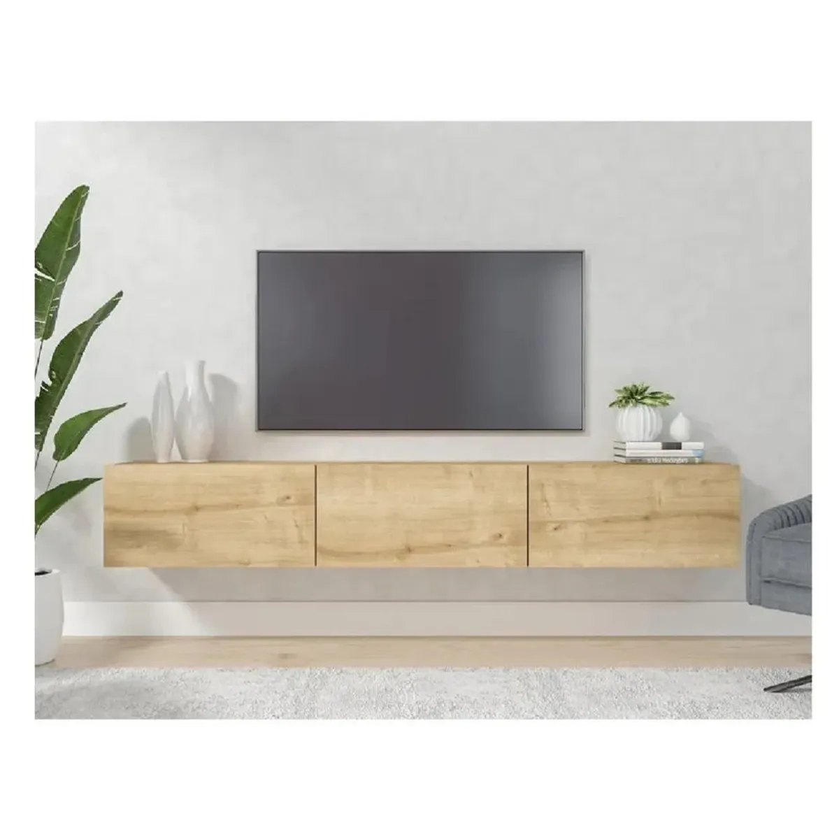 TU MESITA - Mesa de TV Flotante 75 TU MESITA Sigrid color Duna 3 puertas
