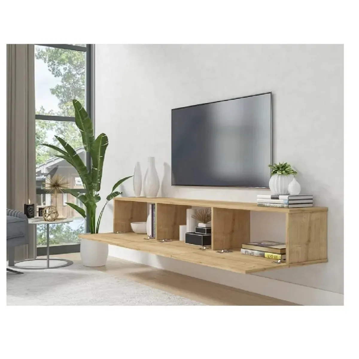 TU MESITA - Mesa de TV Flotante 75 TU MESITA Sigrid color Duna 3 puertas