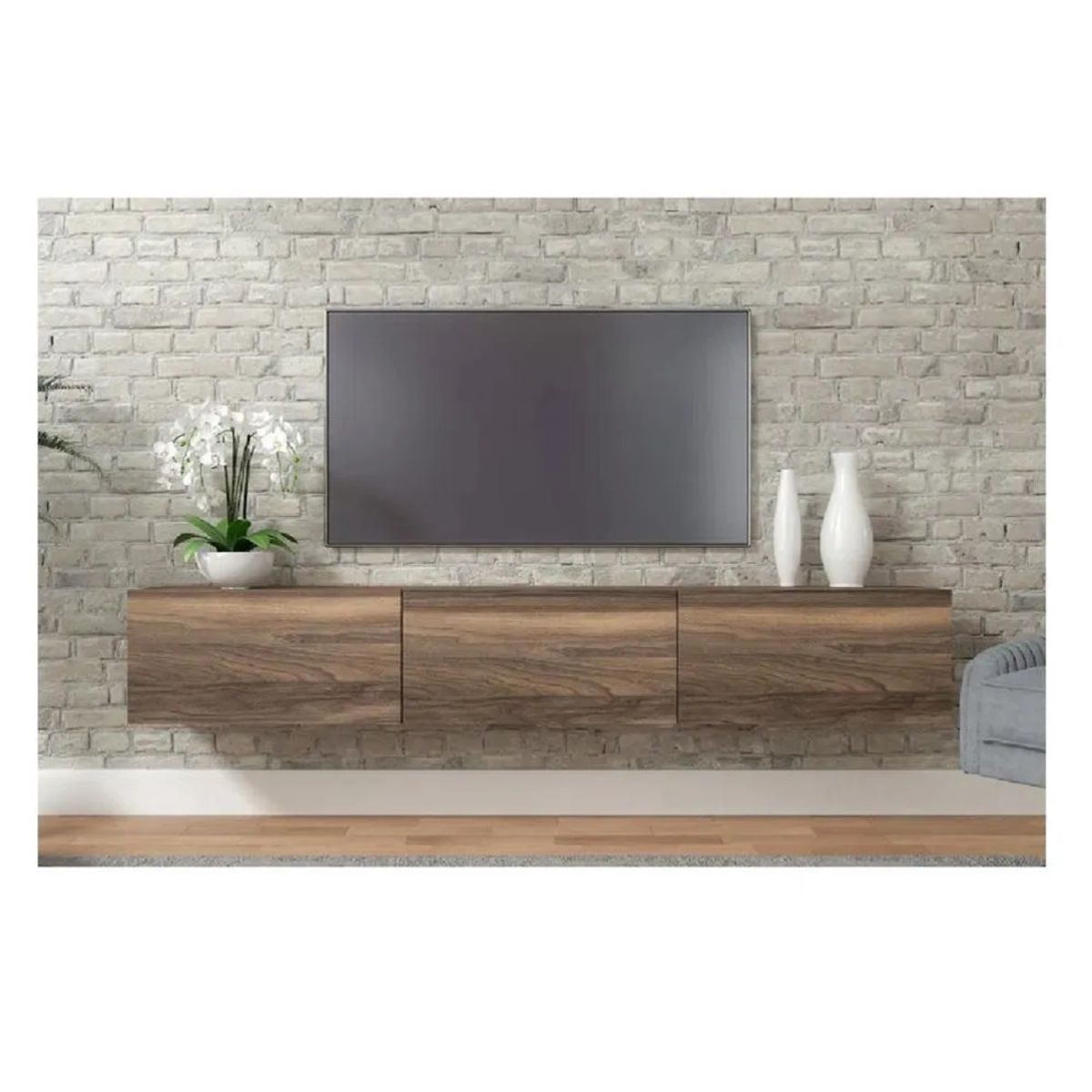 TU MESITA - Mesa de TV Flotante 75 TU MESITA Sigrid color Marrón 3 puertas