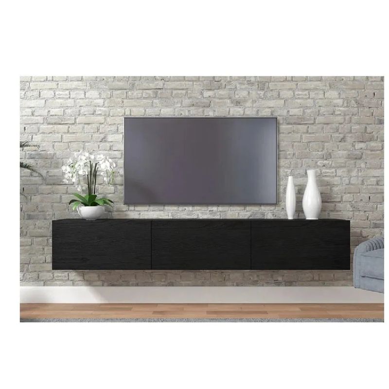 TU MESITA - Mesa de TV Flotante 75 TU MESITA Sigrid color Negro 3 puertas