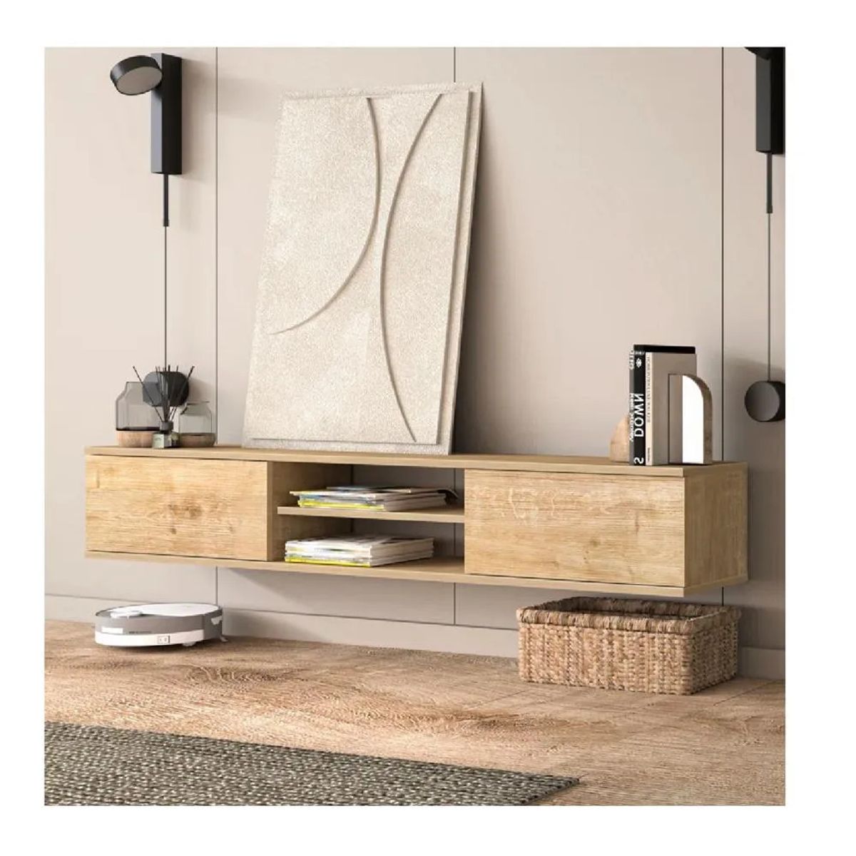 TU MESITA - Mesa de TV Flotante 80 Amauta TU MESITA 2 puertas Duna