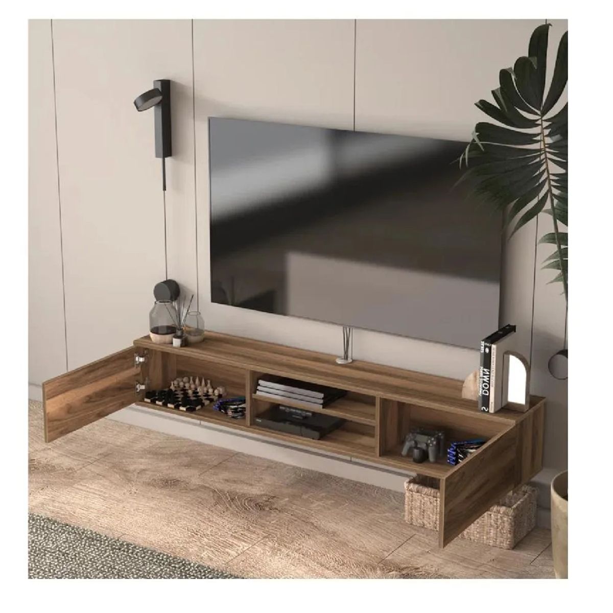 TU MESITA - Mesa de TV Flotante 80 Amauta TU MESITA 2 puertas Marrón