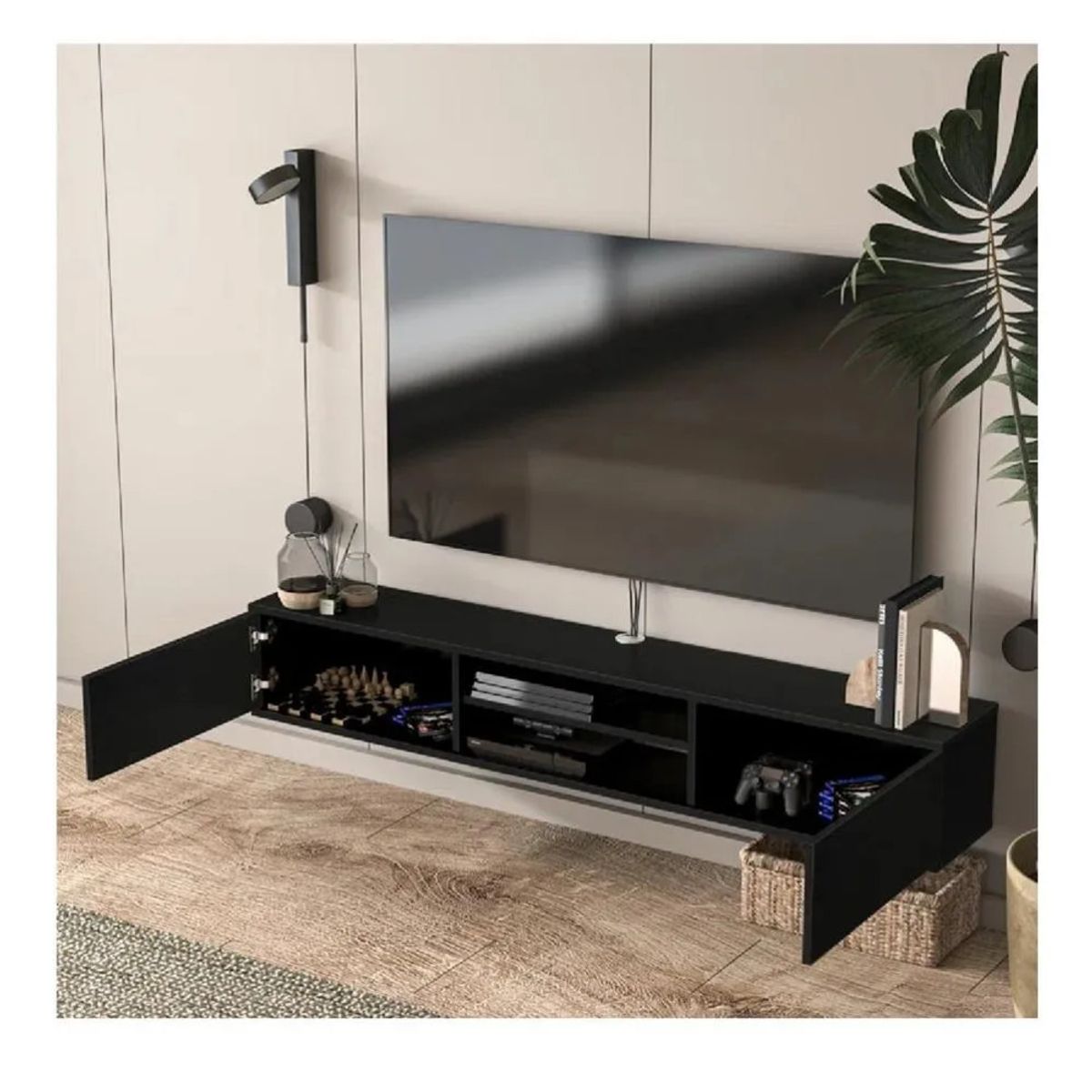 TU MESITA - Mesa de TV Flotante 80 Amauta TU MESITA 2 puertas Negro