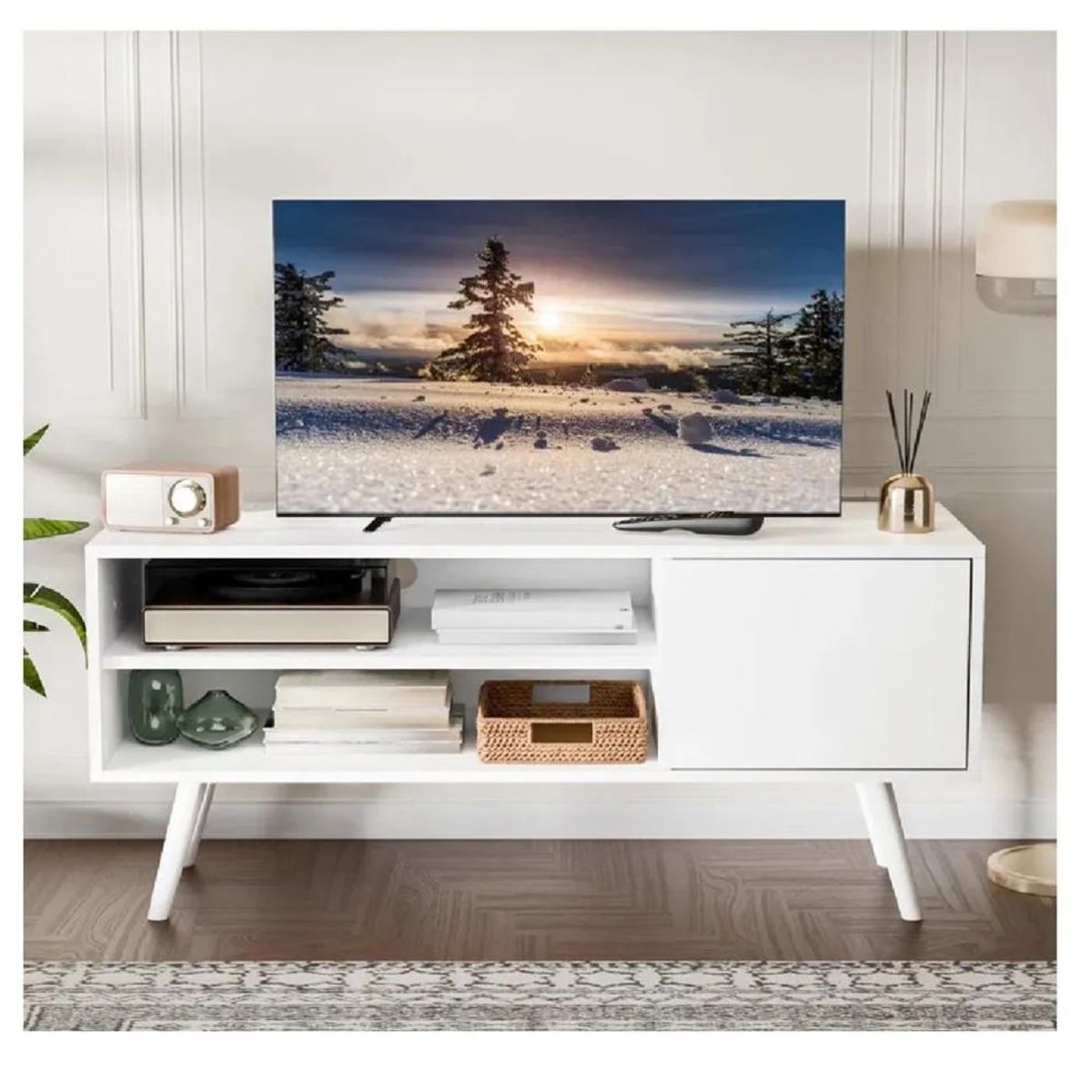 TU MESITA - Mesa de TV Funcional 50 TU MESITA Eva color Blanco 1 puerta