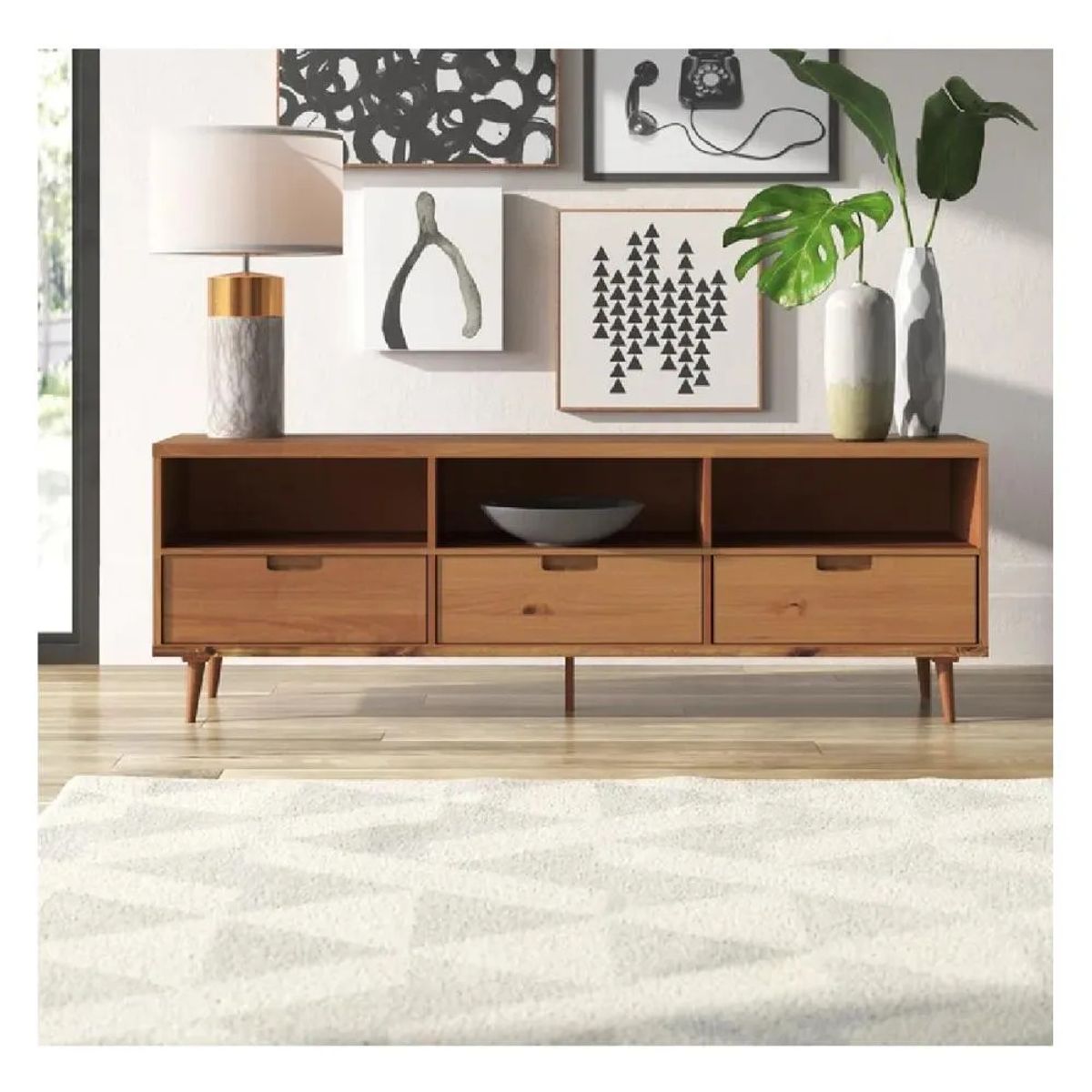 TU MESITA - Mesa de TV Molly 75 TU MESITA Melamina 18mm color Marrón 3 cajones