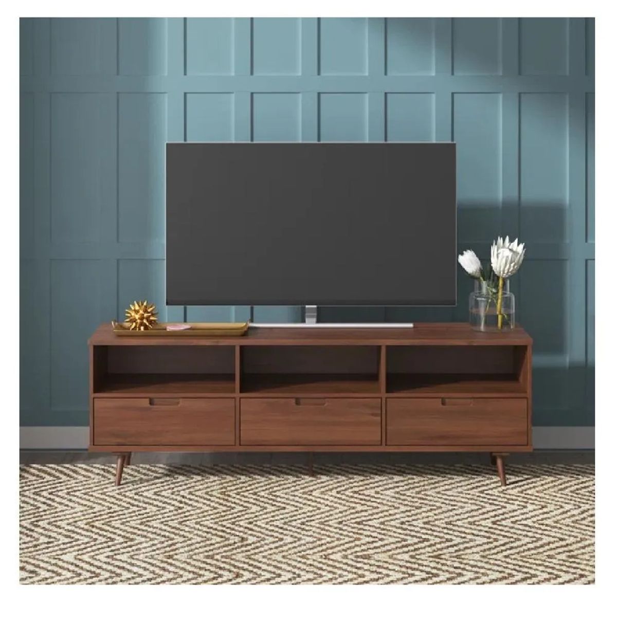 TU MESITA - Mesa de TV Molly 75 TU MESITA color Marrón Oscuro 3 cajones