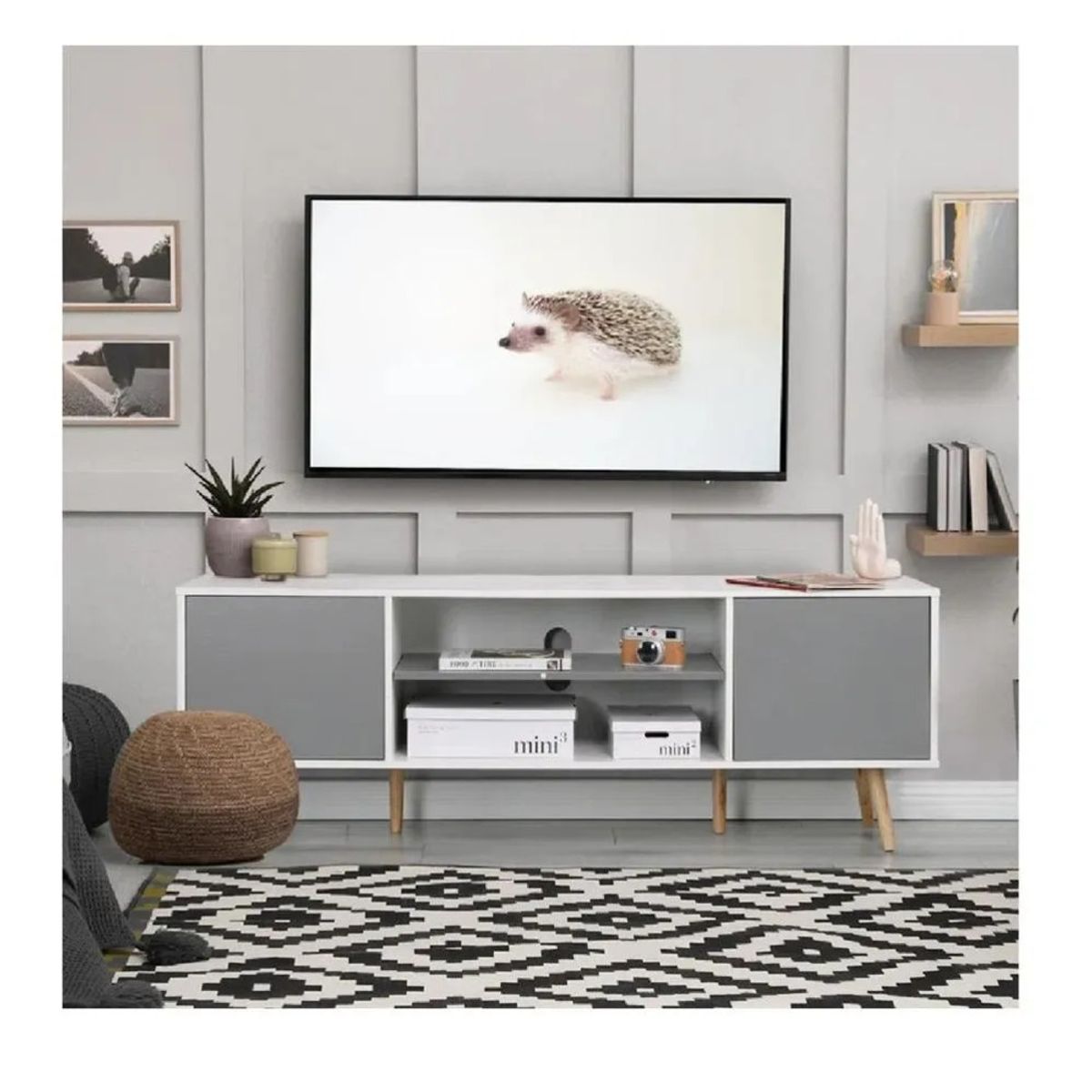 TU MESITA - Mesa de TV Multiusos 60 TU MESITA Fonsi color MarrónNegro 2 puertas