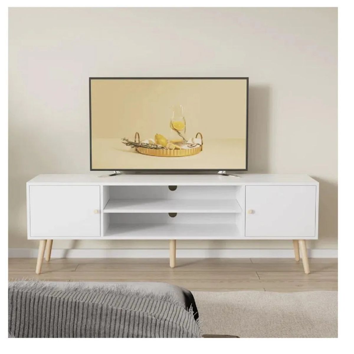 TU MESITA - Mesa de TV Multiusos 70 TU MESITA Klaun color Blanco 2 cajones