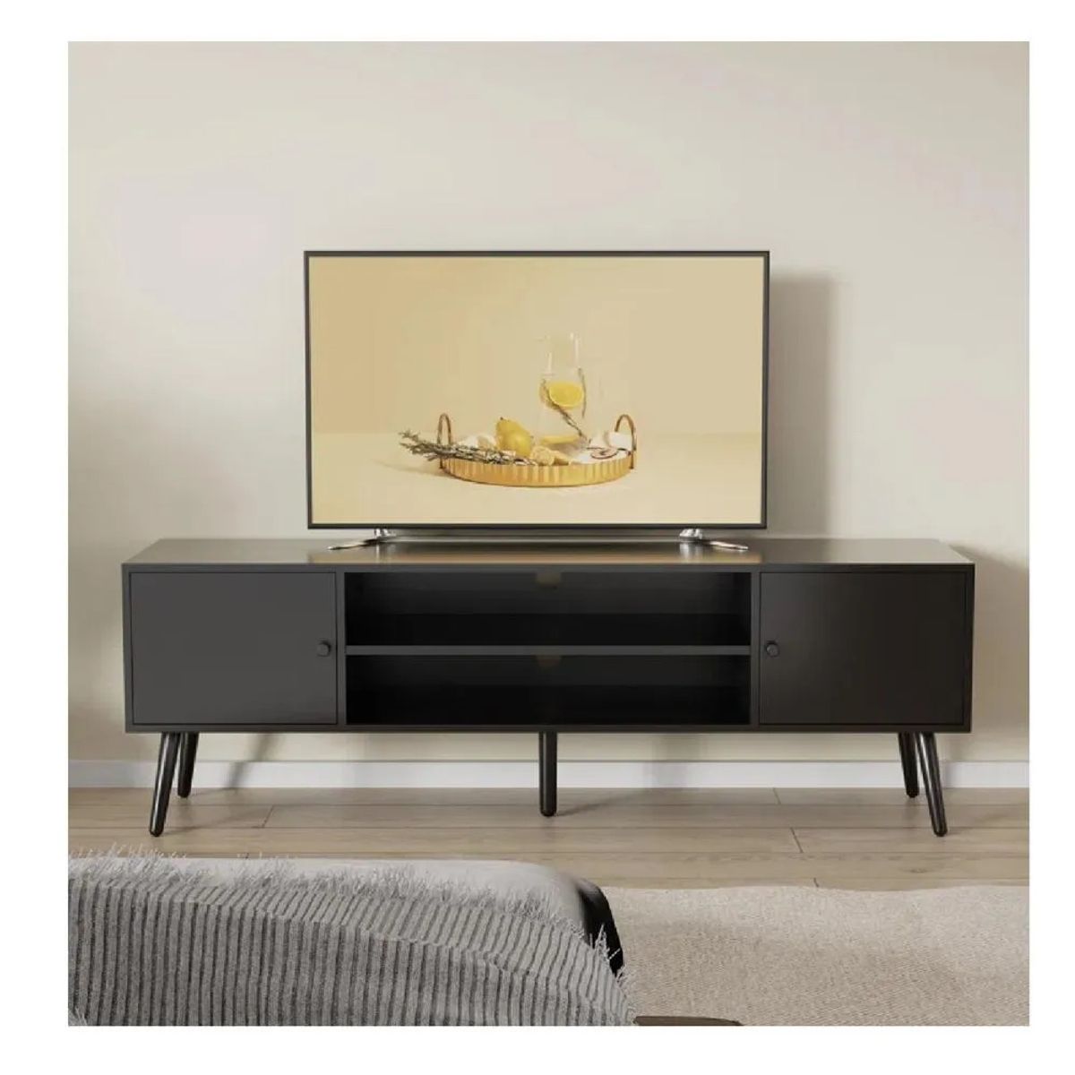 TU MESITA - Mesa de TV Multiusos 70 TU MESITA Klaun color Negro 2 cajones