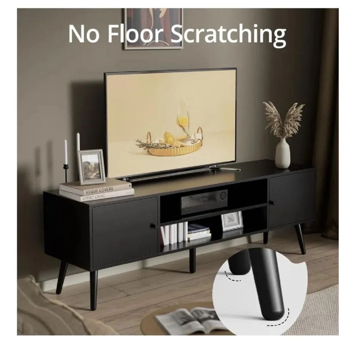 TU MESITA - Mesa de TV Multiusos 70 TU MESITA Klaun color Negro 2 cajones