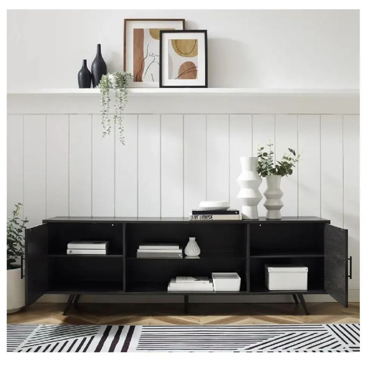 TU MESITA - Mesa de TV Paracas 70 TU MESITA Melamina 18mm color Negro 2 puertas