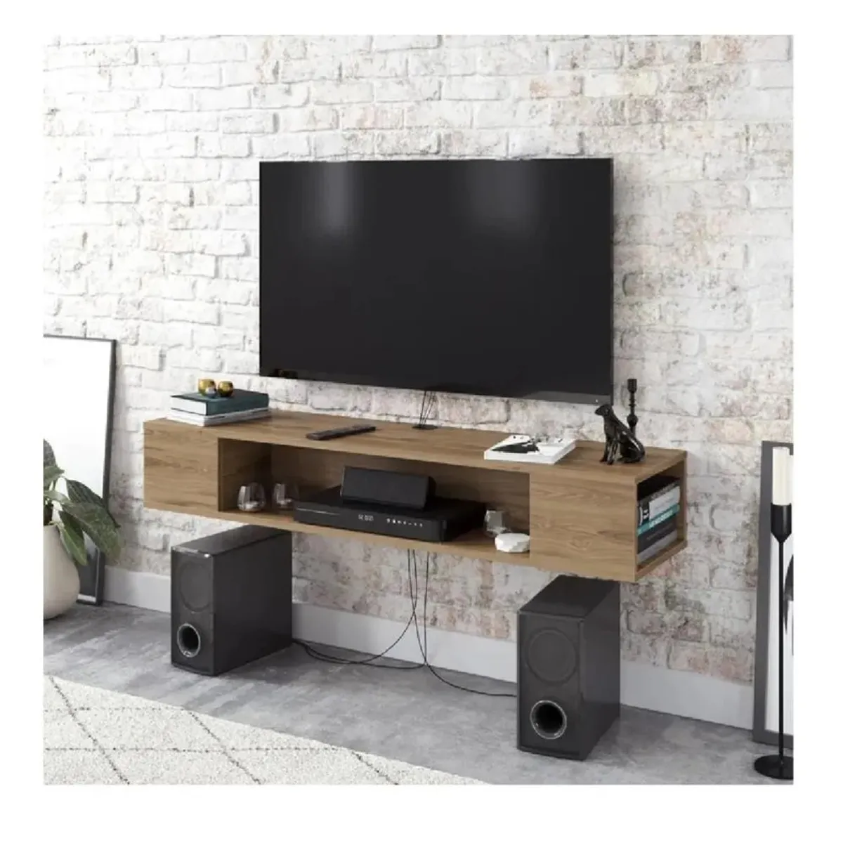 TU MESITA - Mesa Flotante de TV 70 TU MESITA Milton Melamina 18mm color Marrón