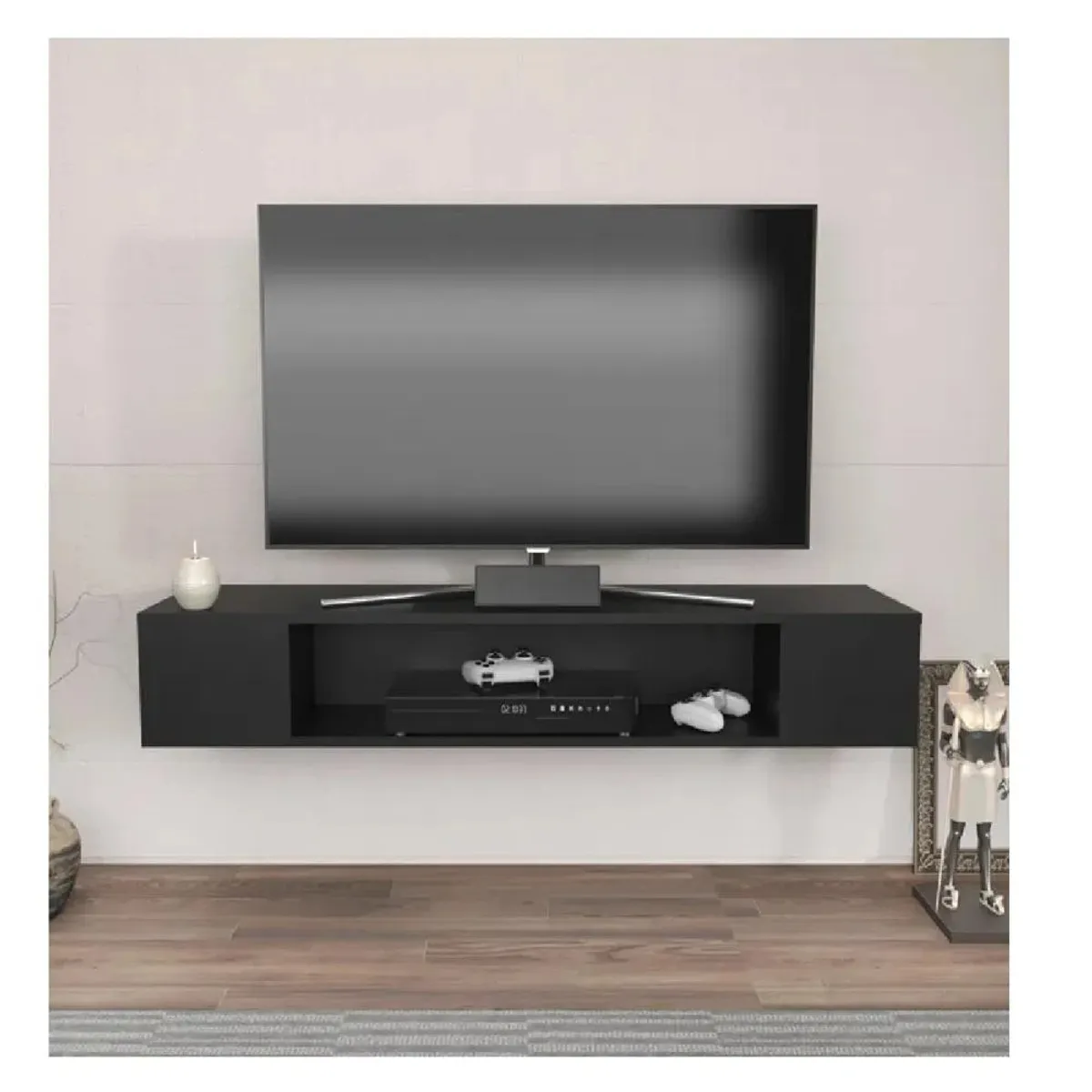 TU MESITA - Mesa Flotante de TV 70 TU MESITA Milton Melamina 18mm color Negro