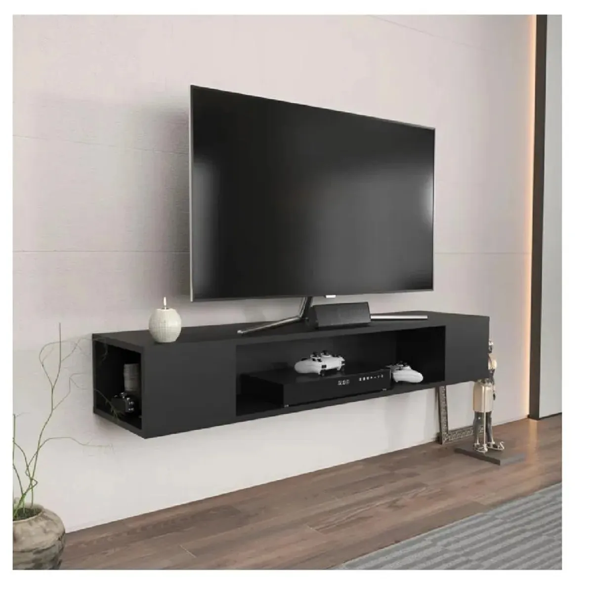 TU MESITA - Mesa Flotante de TV 70 TU MESITA Milton Melamina 18mm color Negro