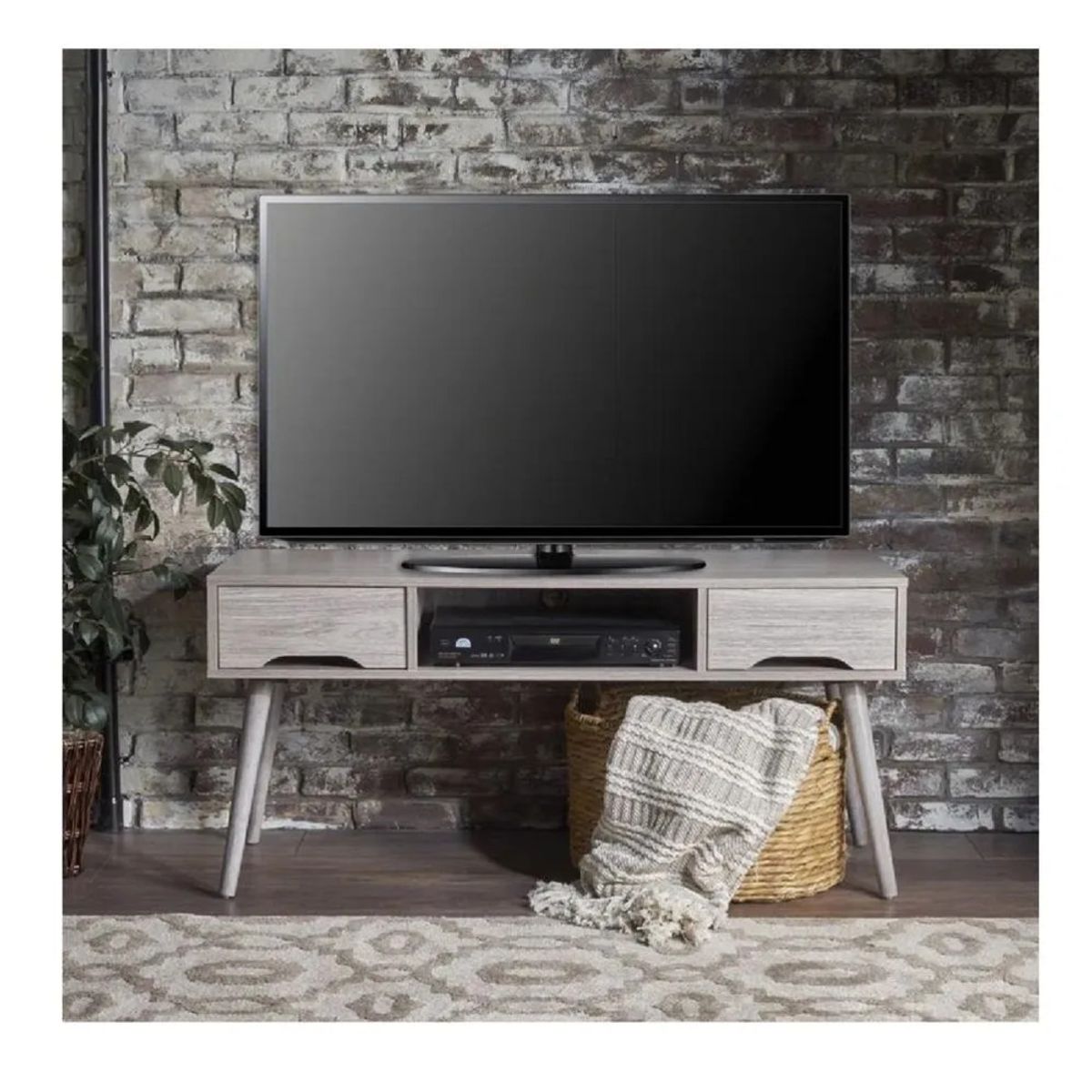 TU MESITA - Mesa Moderna de TV 50 TU MESITA Melamina 18mm color Gris 2 cajones