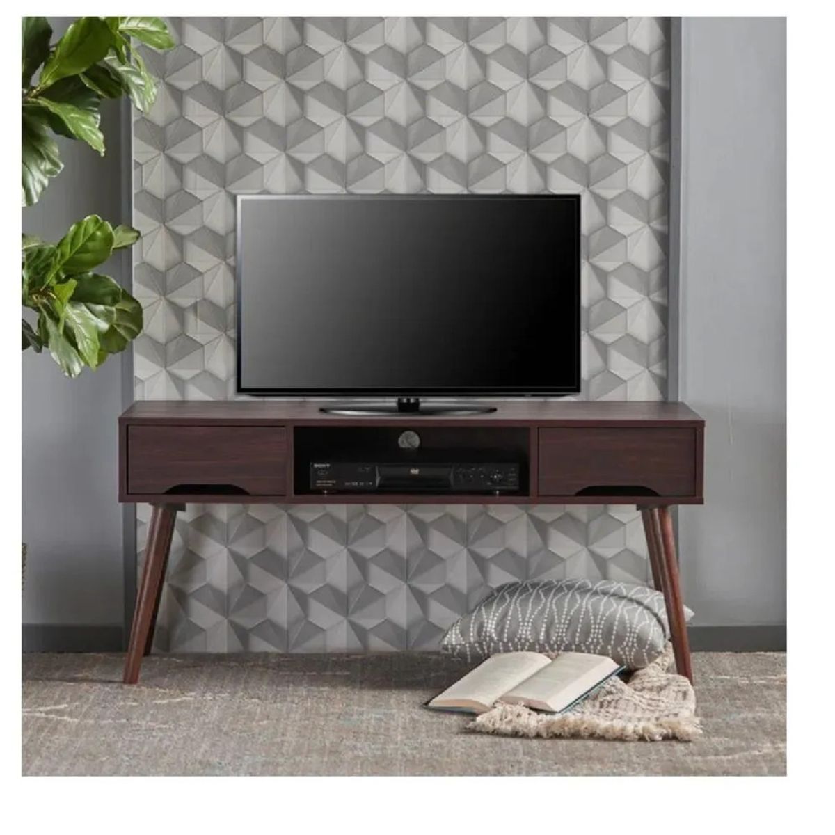 TU MESITA - Mesa Moderna de TV 50 TU MESITA Melamina 18mm color Marrón 2 cajones